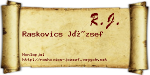 Raskovics József névjegykártya